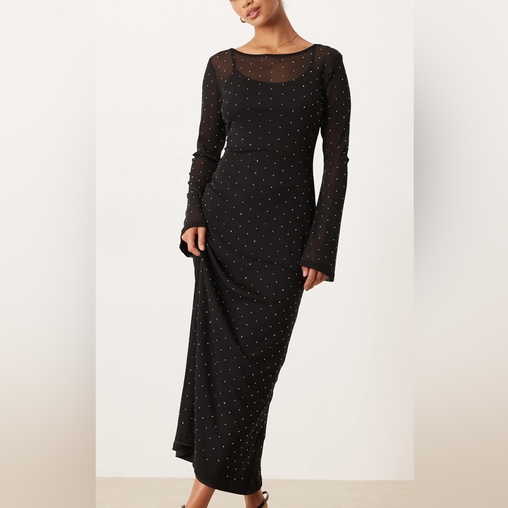 Never Fully Dressed Long-Sleeve Mesh Midi Dress, NWT SIZE 2P